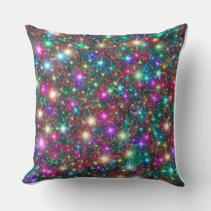 Rainbow Holographic & Colorful Starburst Decor Throw Pillow