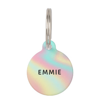 Rainbow Holographic Custom Name Pet ID Tag