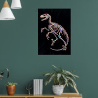 Rainbow Holographic Dinosaur Skeleton Art Poster |