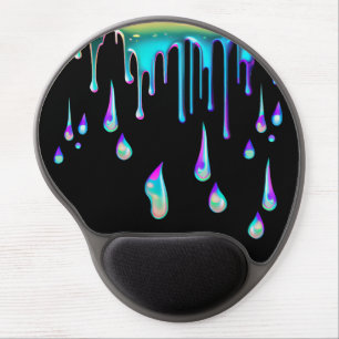 Rainbow holographic drip metal black gel mouse pad