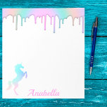 Rainbow Holographic Drips Unicorn Custom Name Notepad<br><div class="desc">Rainbow Holographic Drips Unicorn Custom Name Notepad,  Custom Name</div>