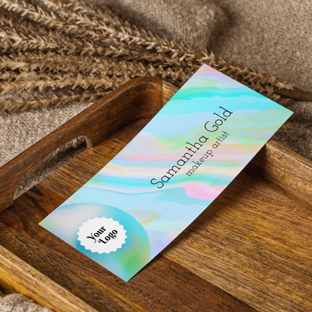 Rainbow Holographic Esthetician Custom Logo Mini Business Card (Rainbow Holographic Esthetician Custom Logo Mini Business Card)