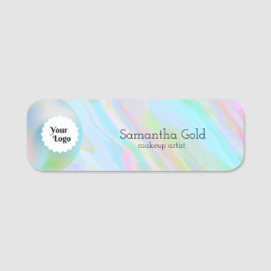 Rainbow Holographic Esthetician Custom Logo Name Tag