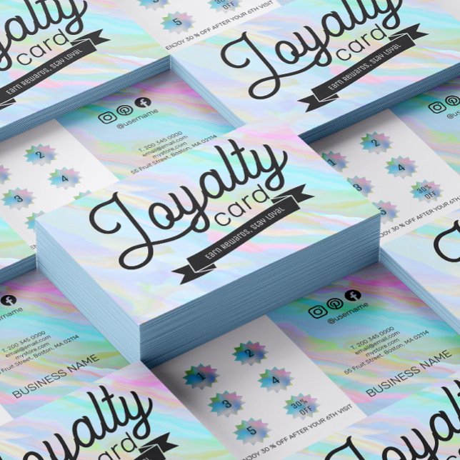 Rainbow Holographic Esthetician Social Media Loyalty Card (Rainbow Holographic Esthetician Social Media Loyalty Card)