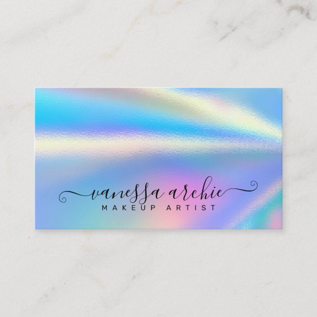 Rainbow Holographic Foil Beauty Service Business C Business Card (Front)