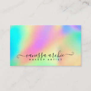 Rainbow Holographic Foil Beauty Service Business C Card