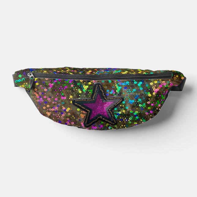 Rainbow Holographic Galaxy Star Sequin Glam Luxury Fanny Pack (Lay Down)