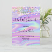 Rainbow Holographic Glitter Drips Bridal Shower Invitation (Standing Front)
