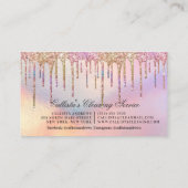 Rainbow Holographic Glitter Drips Cleaning Service Business Card (Back)