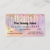Rainbow Holographic Glitter Drips Credit Business Card (Front)