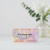 Rainbow Holographic Glitter Drips Credit Business Card (Standing Front)