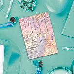 Rainbow Holographic Glitter Drips Sweet 16 Invitation<br><div class="desc">This girly and glamorous sweet sixteen birthday party invitation is perfect for a stylish and trendy girly girl. It features faux printed sparkly rainbow color glitter drips on top of a large faux glitter, "16, " with a holographic iridescent foil background. The typography is an elegant cursive script with a...</div>