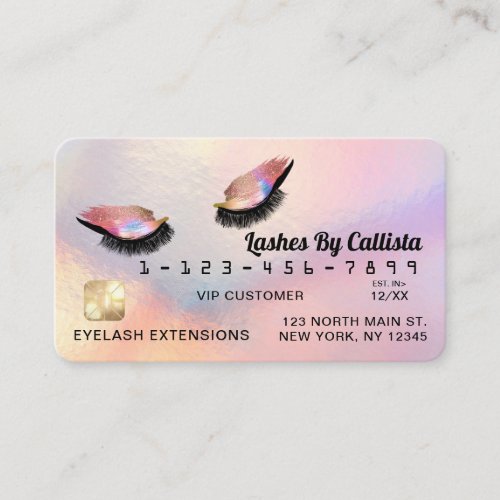 Rainbow Holographic Glitter Eyelashes Credit Business Card