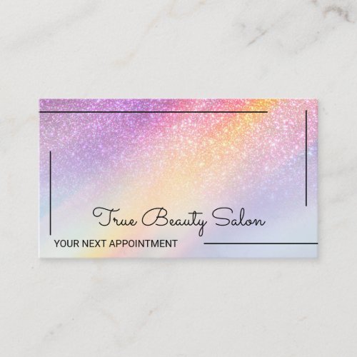 Rainbow Holographic Glitter Ombre Appointment Business Card