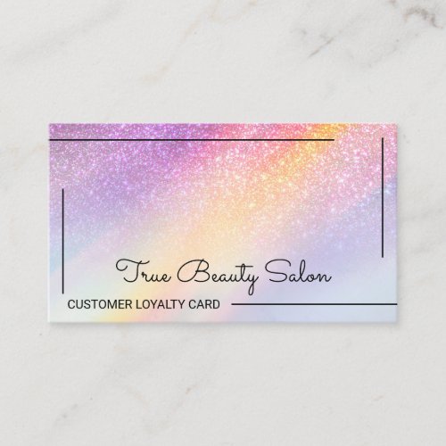 Rainbow Holographic Glitter Ombre Customer Loyalty Card