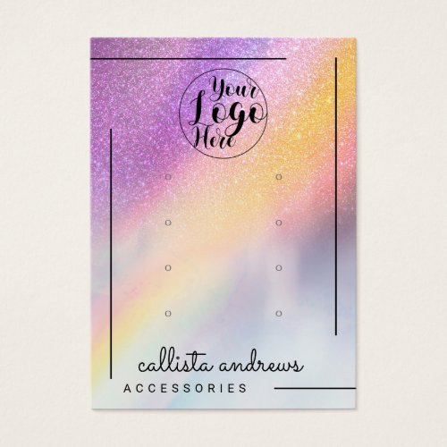 Rainbow Holographic Glitter Ombre Logo Earring