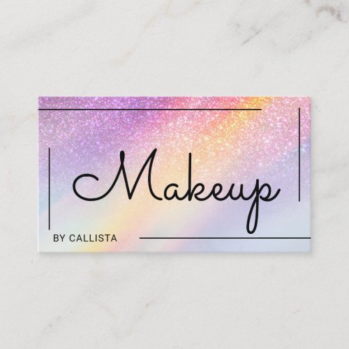 Rainbow Holographic Glitter Ombre Makeup Business Card