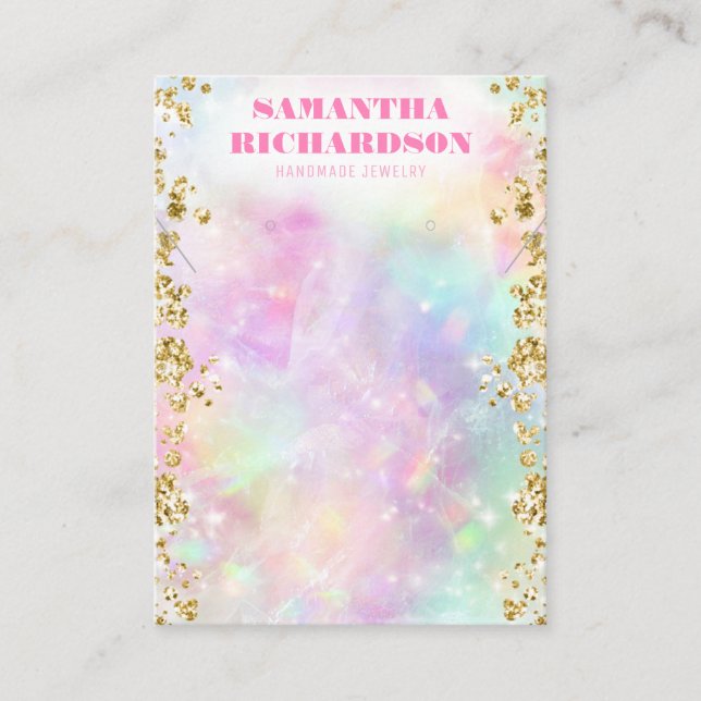 Rainbow Holographic Iridescent Jewelry Display Business Card (Front)