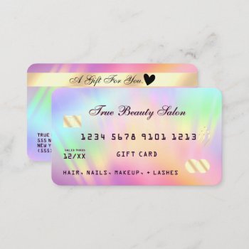 Rainbow Holographic Iridescent Unicorn Gift Card by _LaFemme_ at Zazzle