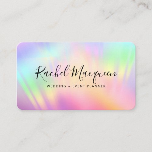 Rainbow Holographic Iridescent Unicorn Script Business Card