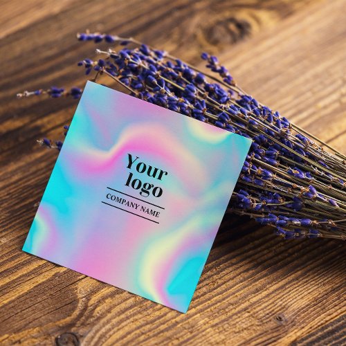Rainbow Holographic Modern Bold Instagram Follow Square Business Card