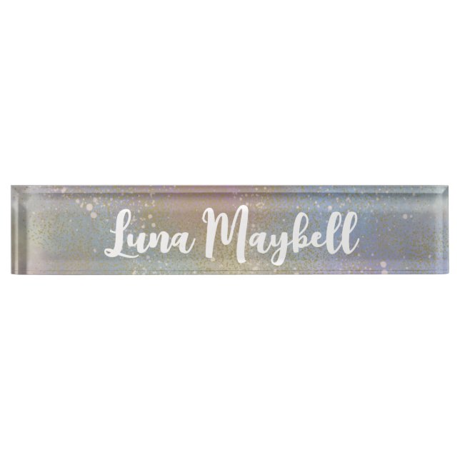 Rainbow Holographic Name Tag Desk Name Plate (Front)