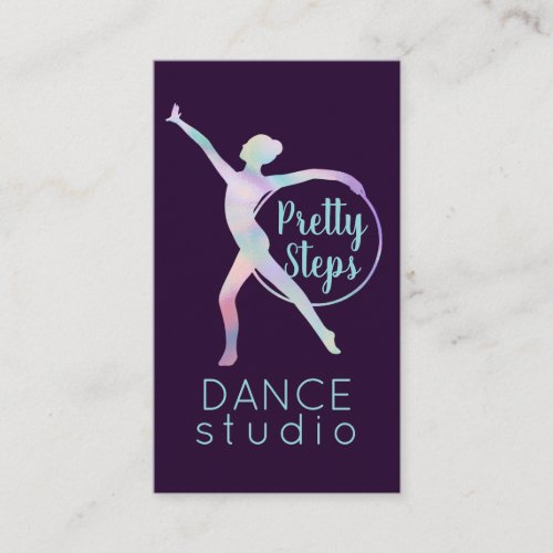 Rainbow Holographic Purple Dance Studio Instructor Business Card