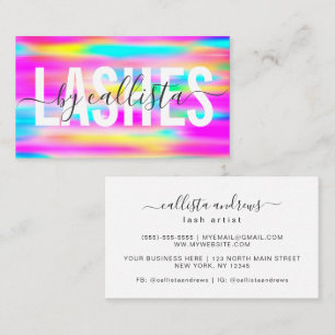 Rainbow Holographic Simple Typography Lashes Business Card