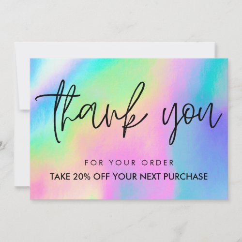 Rainbow Holographic Small Business Media Insert Thank You Card