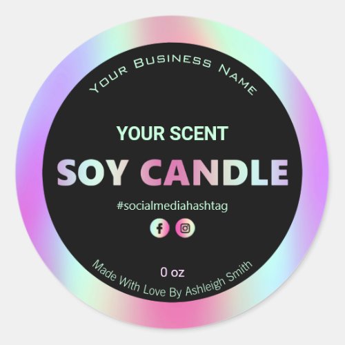 Rainbow Holographic Soy Candle Labels