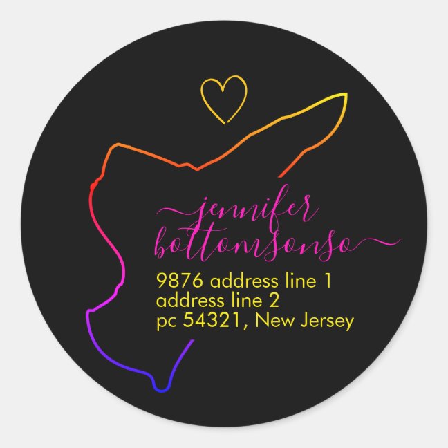 Rainbow home return address Signature New Jersey Classic Round Sticker