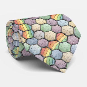 Rainbow Honeycomb Mosaic – Hexagonal Tile Neck Tie
