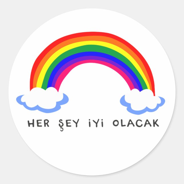 rainbow hope coronavirus corona virus symbol text classic round sticker (Front)