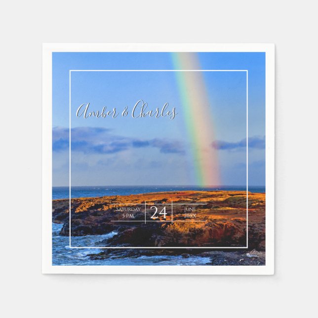 Rainbow, Hope & Happiness, Wedding Napkins (Front)