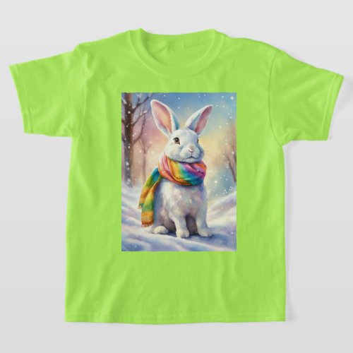 Rainbow Hoppin Fun Cute Rabbit T_Shirt Design