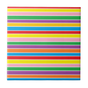 Rainbow Horizontal Stripes Ceramic Tile