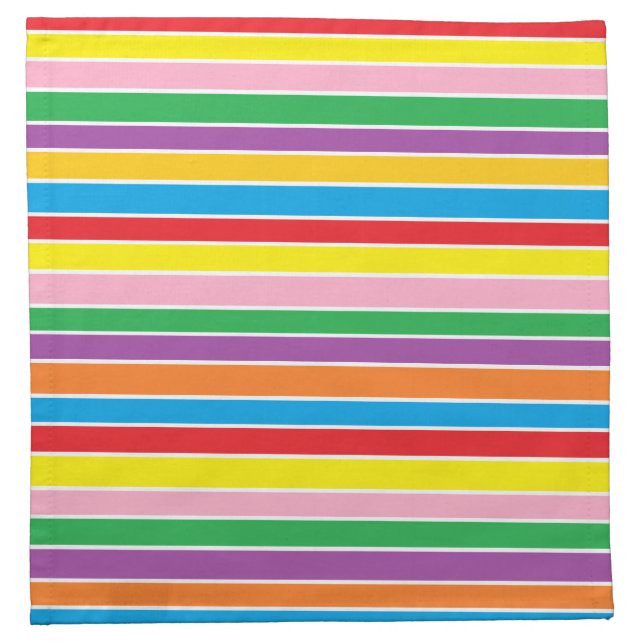 Rainbow Horizontal Stripes Cloth Napkin (Front)