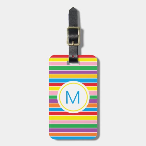 Rainbow Horizontal Stripes Monogram Luggage Tag