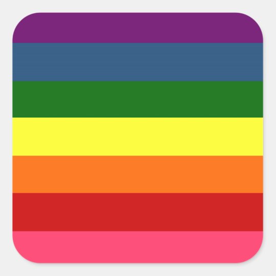 Rainbow Horizontal Stripes Square Sticker | Zazzle.com