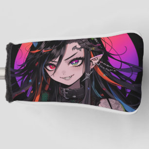 Rainbow Horned Goth Punk Anime Girl Golf Head Cover