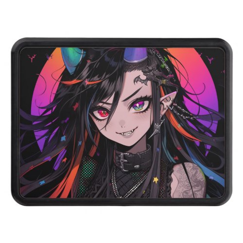 Rainbow Horned Goth Punk Anime Girl Hitch Cover