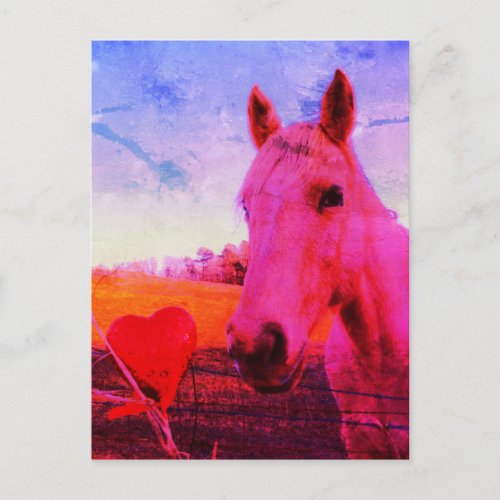 Rainbow Horse and Red Heart Postcard