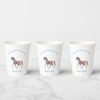 Rainbow horse - birthday party  paper cups