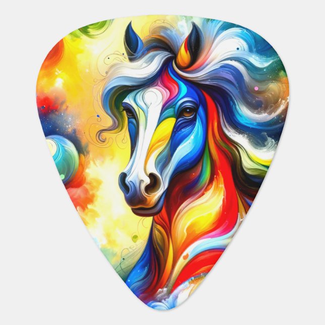Rainbow Horse Guitar Pick (Front)