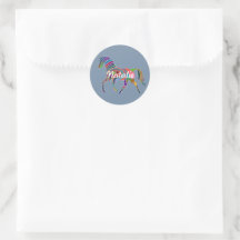 Rainbow horse in faded denim  - personalized