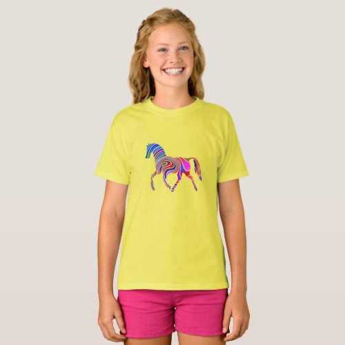 Rainbow horse in  psychedelic colors T_Shirt