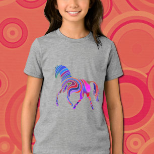 Rainbow horse in  psychedelic colors Tri-Blend shirt