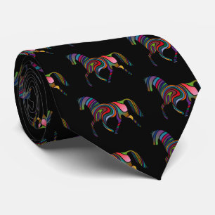 Rainbow horse neck tie