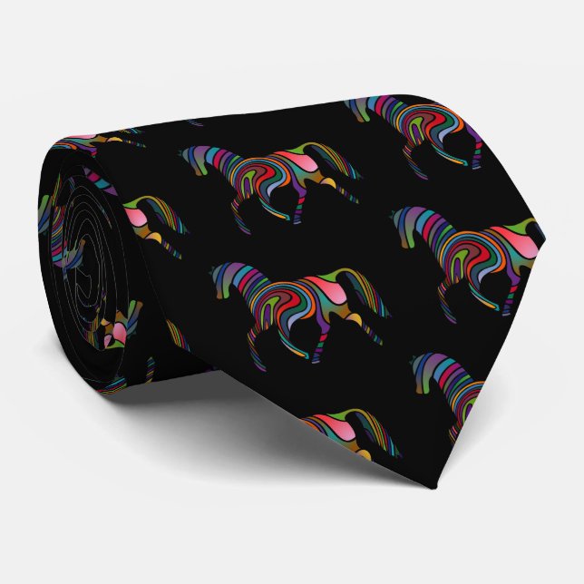 Rainbow horse neck tie (Rolled)