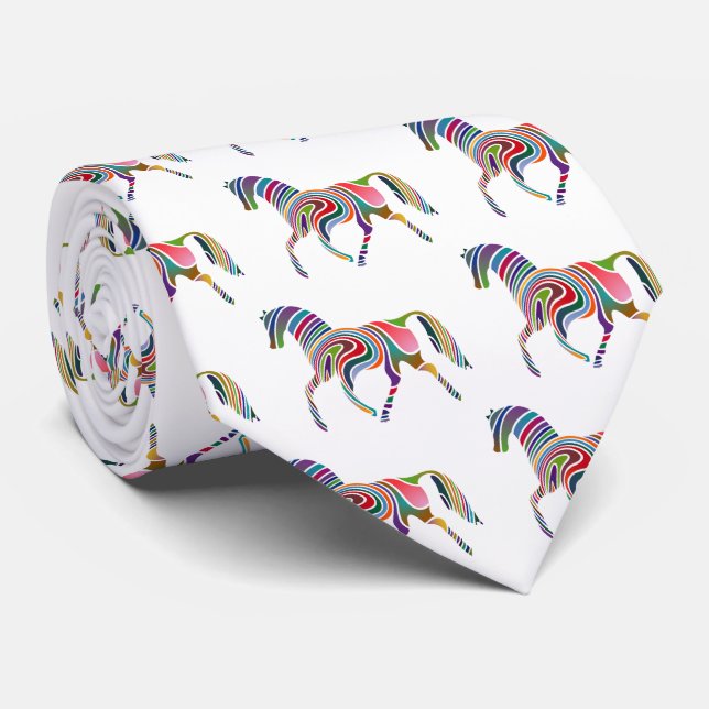 Rainbow horse neck tie (Rolled)